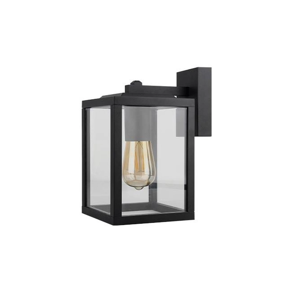 Lampe extérieure noire Lidio avec du verre