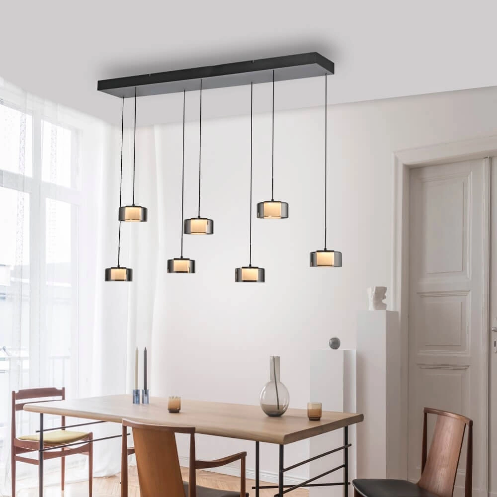 Lampe suspendue 7 lumières Rika noir Paul Neuhaus 4012248383094