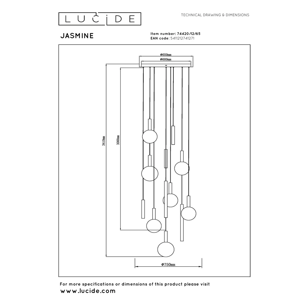 Lampe pendante Vide Design Jasmine Cuivre 12 lumières Premium by Lucide 5411212741271
