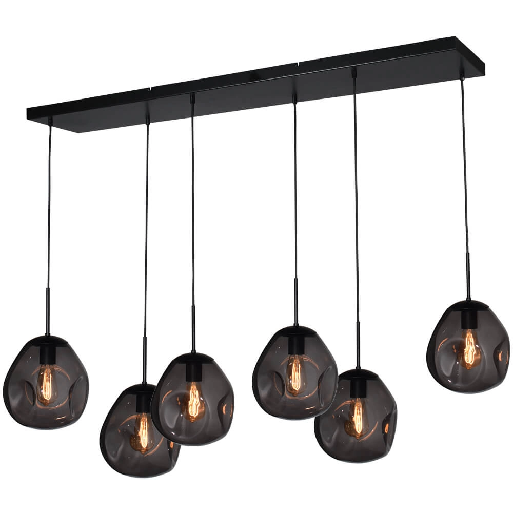 Lampe suspendue Lava 6x verre à fumée Ø 24cm Lampe suspendue Lava 6x verre à fumée Ø 24cm