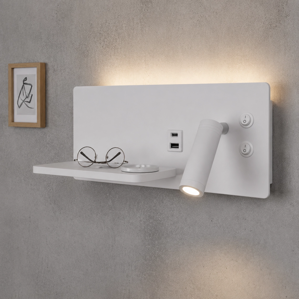 Lampe de chevet Charge Blanc droit avec chargeur sans fil