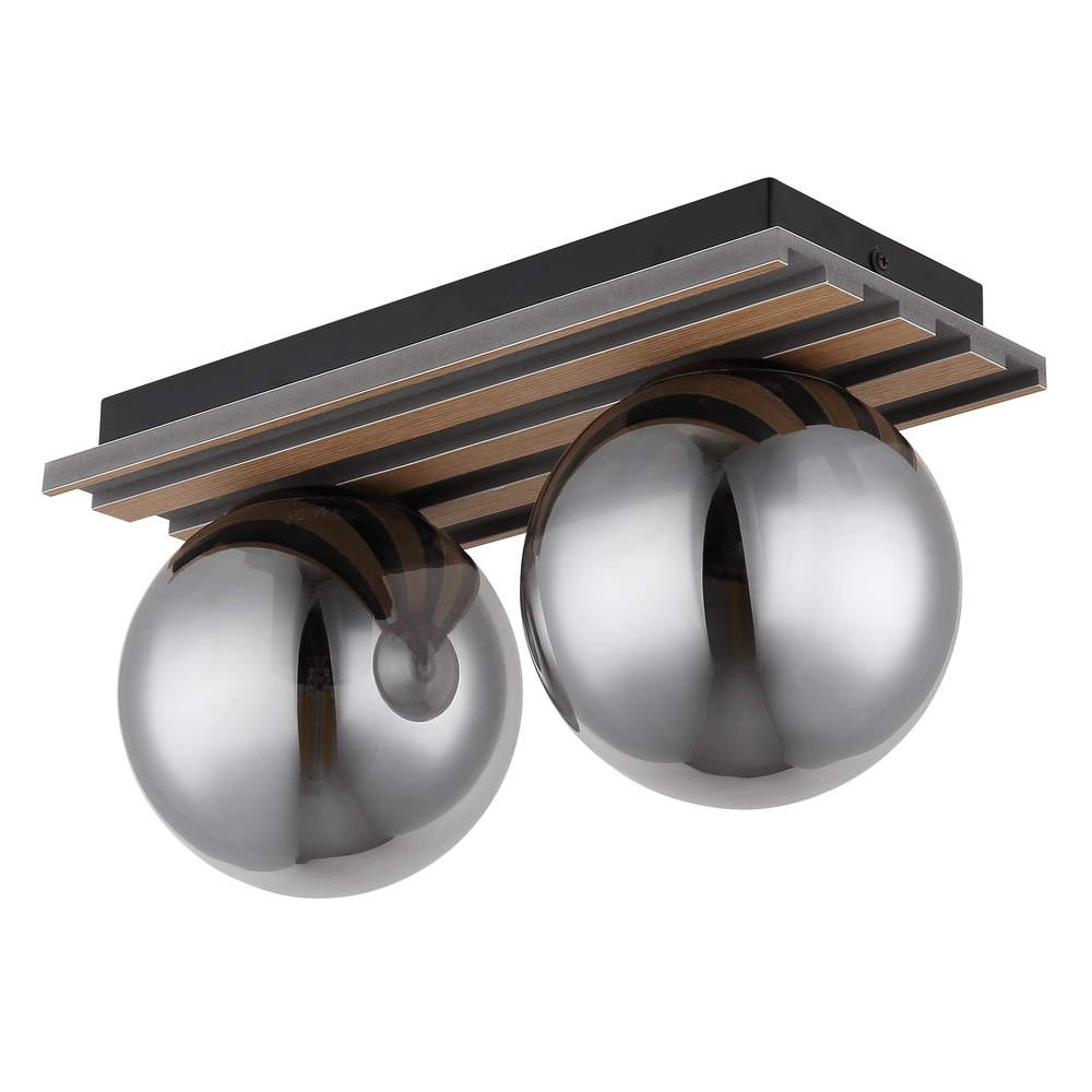Lampe de plafond Parsons 2-noir clair avec bois Globo 9007371579099