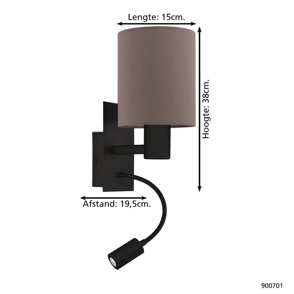 Lampe de chevet avec lampe de lecture Pasteri Eglo 9008606251728