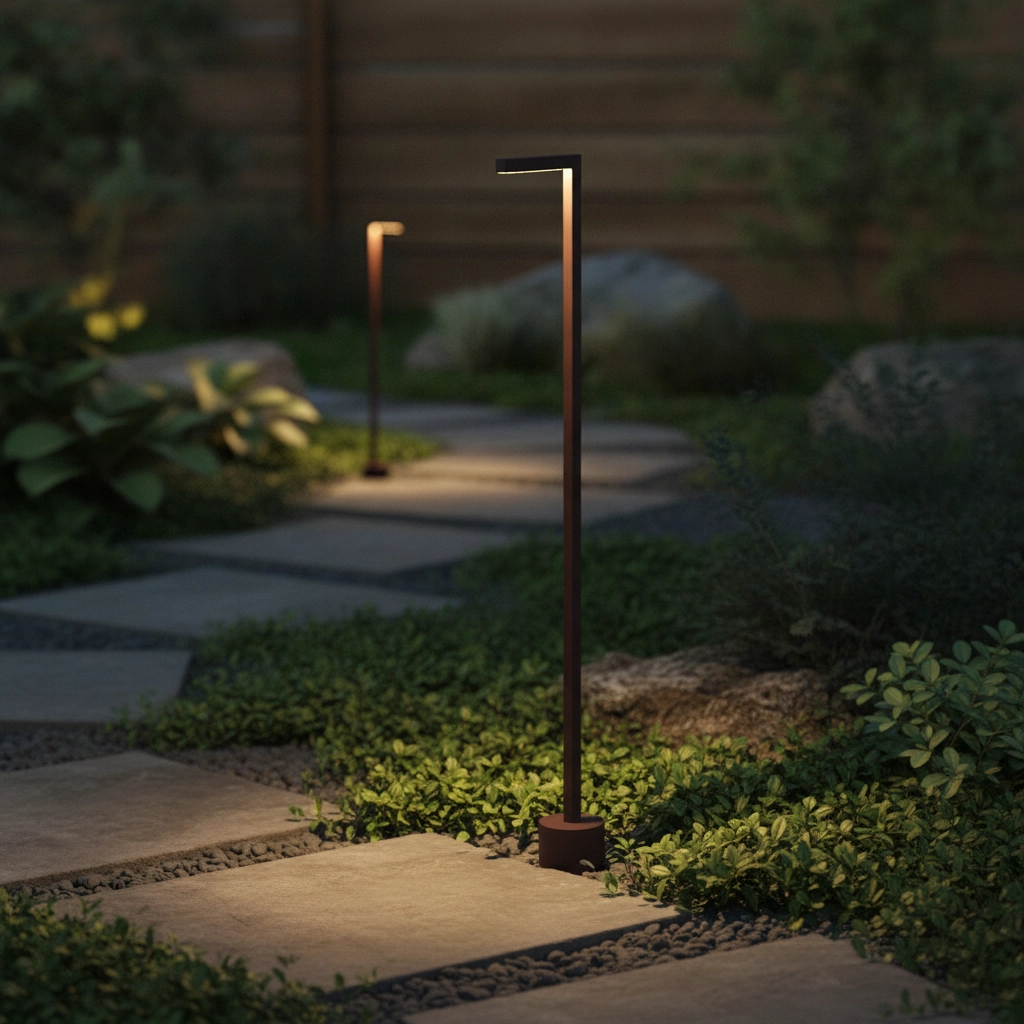 Lampe de jardin élégante Pipe Brun rouille 94.5cm