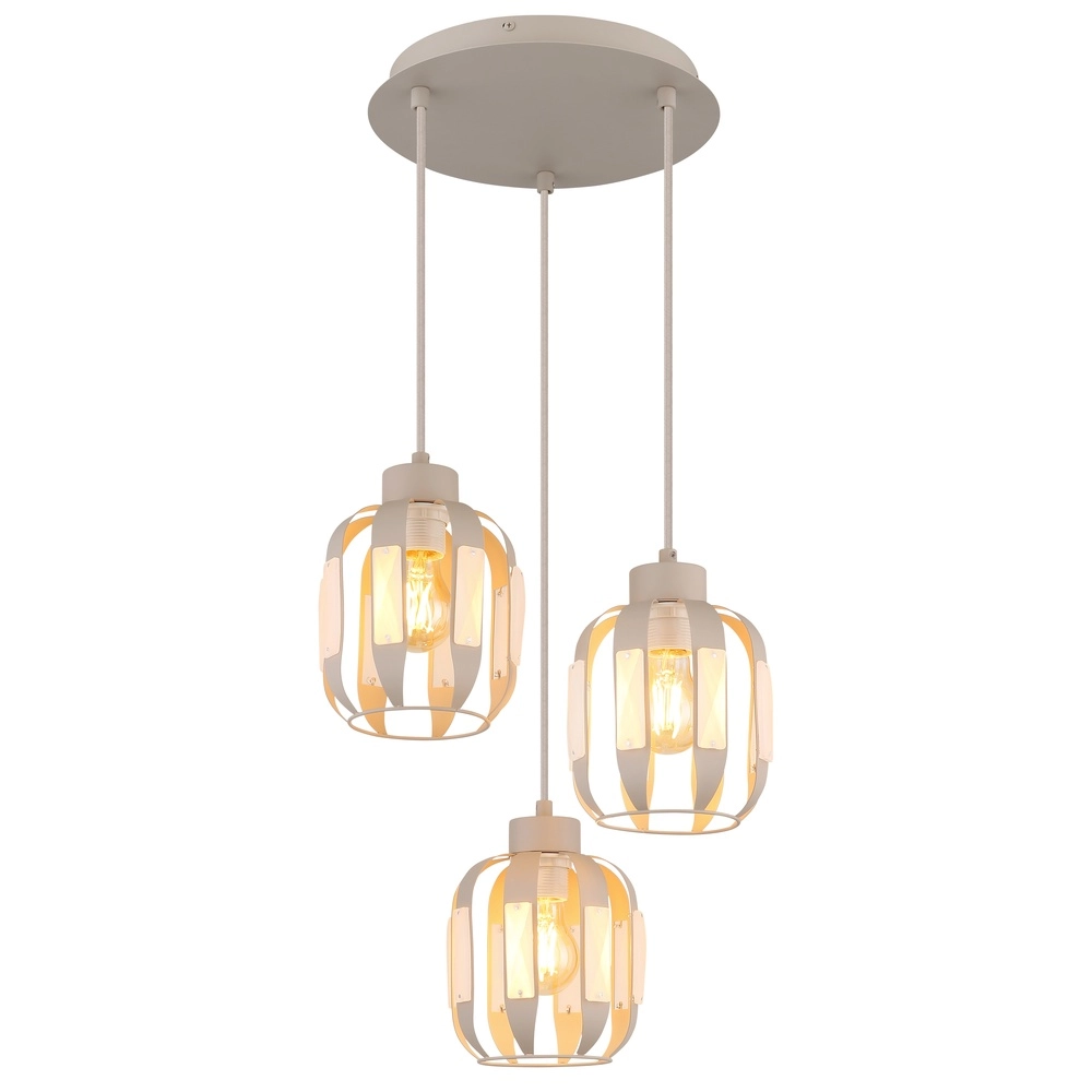 Lampe pendante de salle à manger Arlen Brun sable clair à 3