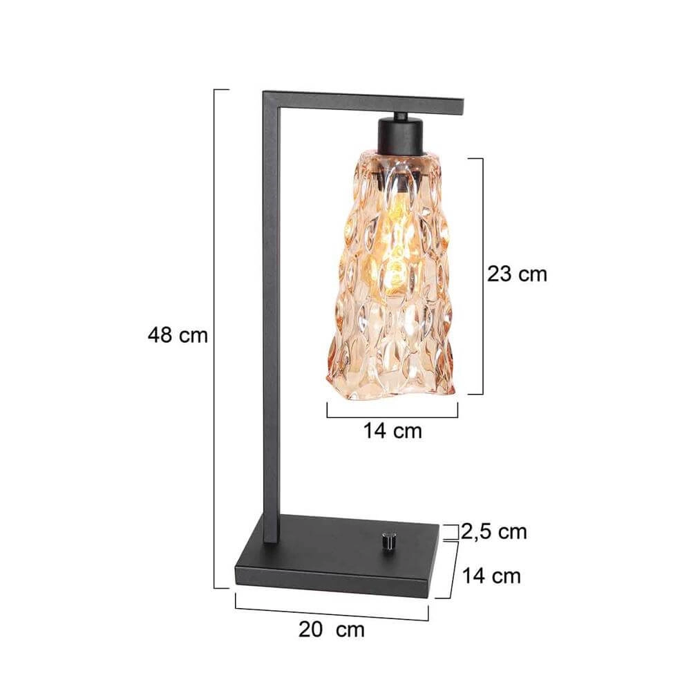 Lampe de table Vidrio noir avec verre ambré Steinhauer 8712746173734