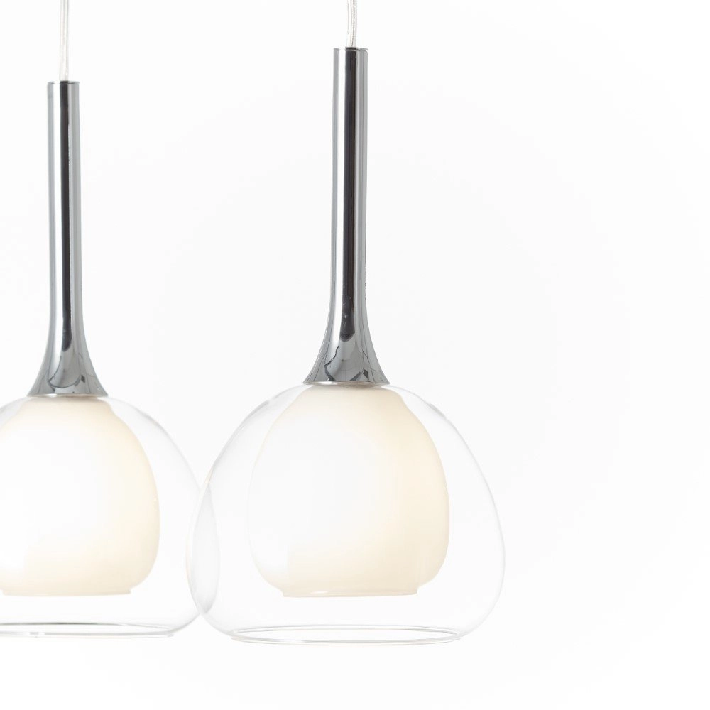 Lampe suspendue salle à manger Hadan chromé avec verre transparent Brilliant 4004353360831