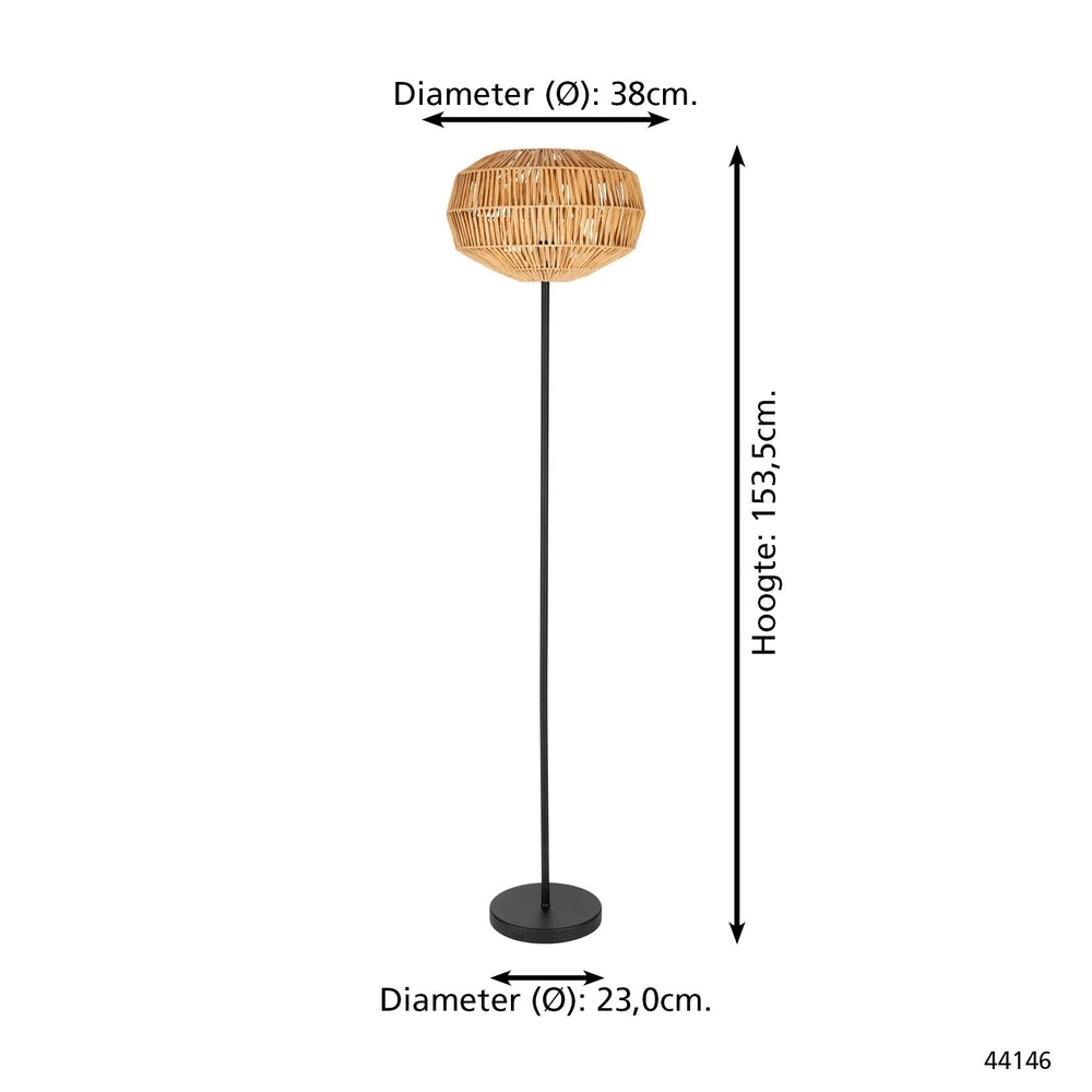 Lampadaire en rotin Sheldon Ø 38cm Eglo 9008606359813