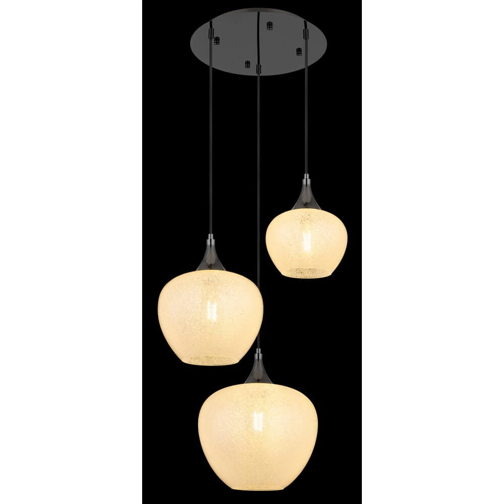 Suspension anthracite Maxy avec verre blanc 3 lumières Ø 49cm Globo 9007371453177