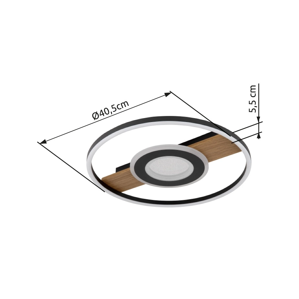 Lampe de plafond noire Pikara Conception en bois Globo 9007371462711