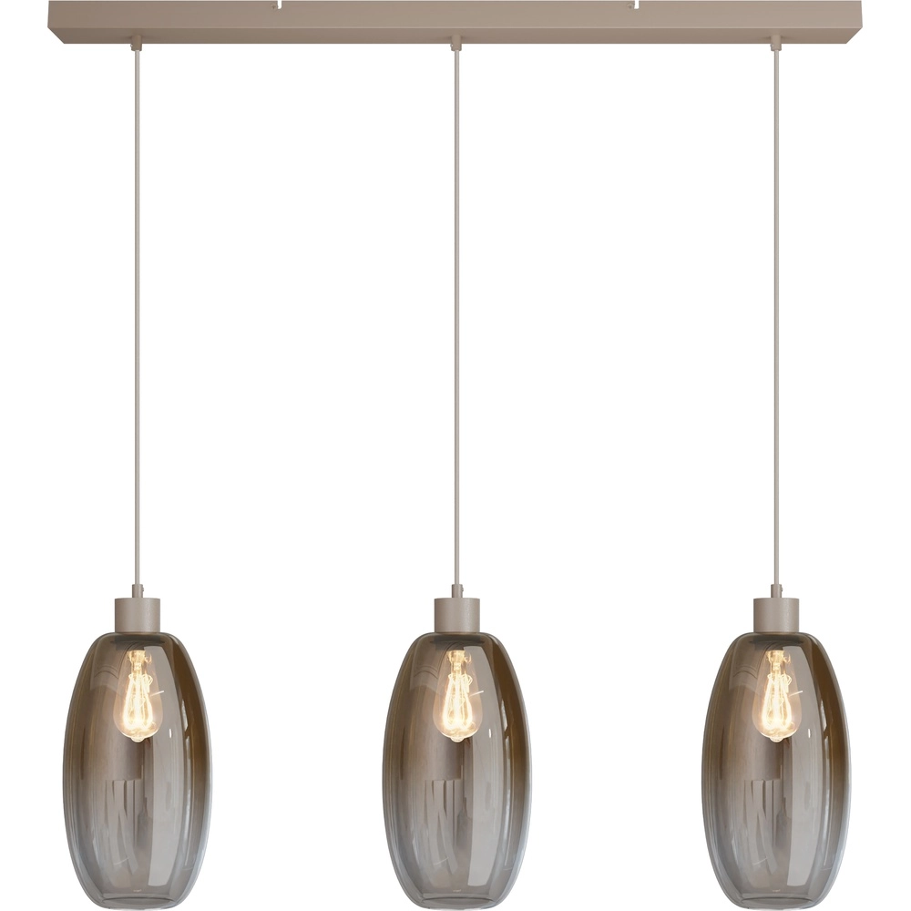 Lampe suspendue en verre Olive 3x Ø 18,5cm - sable