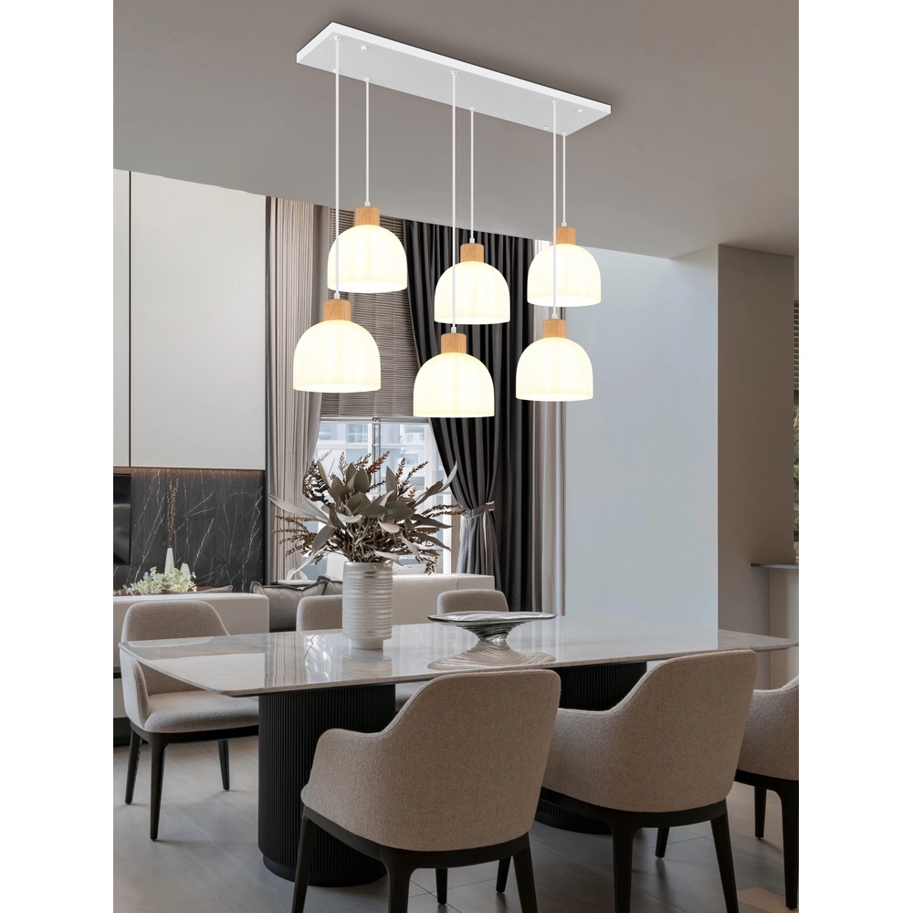 Lampe suspendue à 6 lampes Swanson Blanc Globo 9007371584000