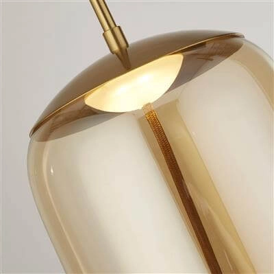 Lampe suspendue Verre Lisbon cuivre rouge avec verre cylindrique ambré Searchlight 5053423188355
