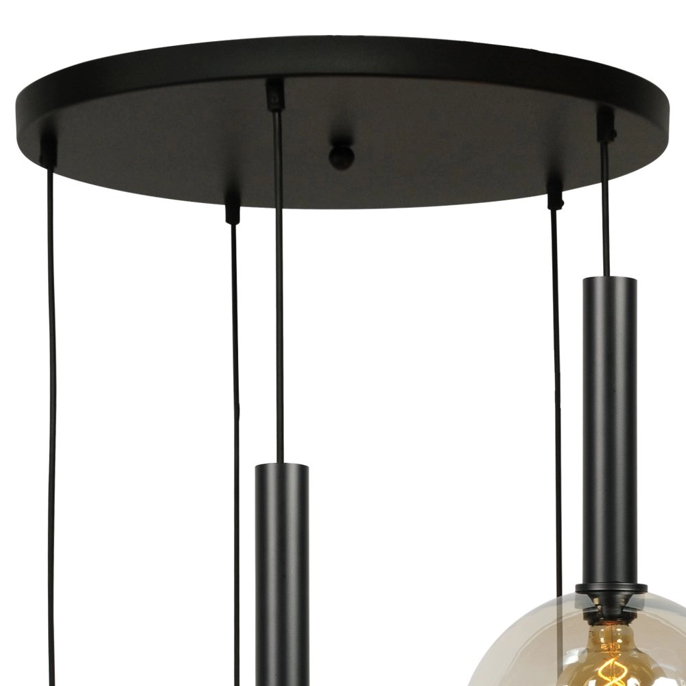 Lampe suspendue noire Bella 5 lumières avec ampoules en verre Masterlight 8718121255798