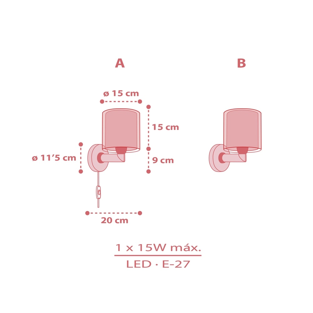 Applique murale Rainbow rose pour chambre d’enfant Dalber 8420406411996