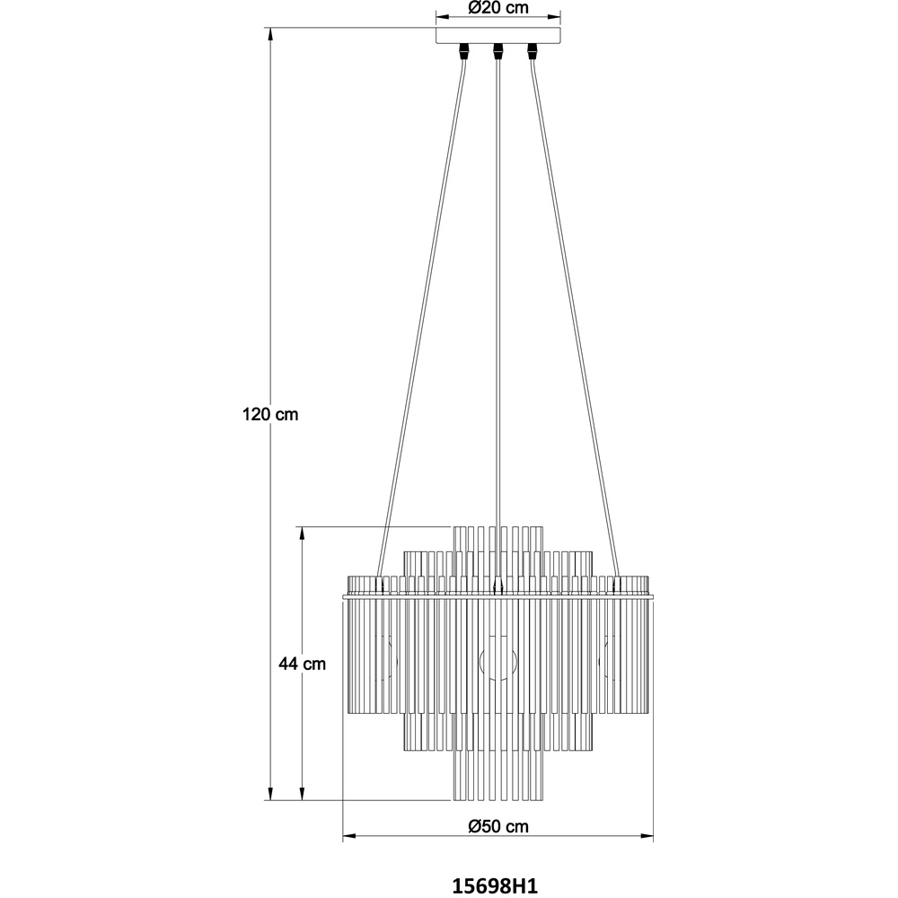 Lampe pendante Ø 50cm Gorley Noir avec tiges en verre fumé Globo 9007371509133