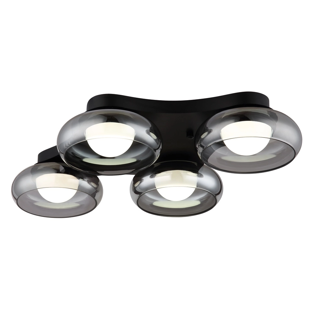 Lampe de plafond à design Carlene Noir à 4 lumières