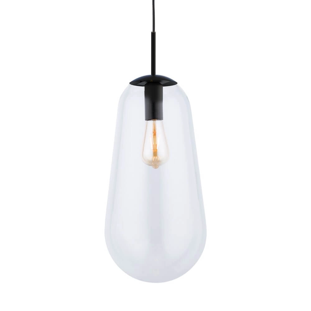 Lampe suspendue Ø 22cm Pear Large noir avec verre transparent