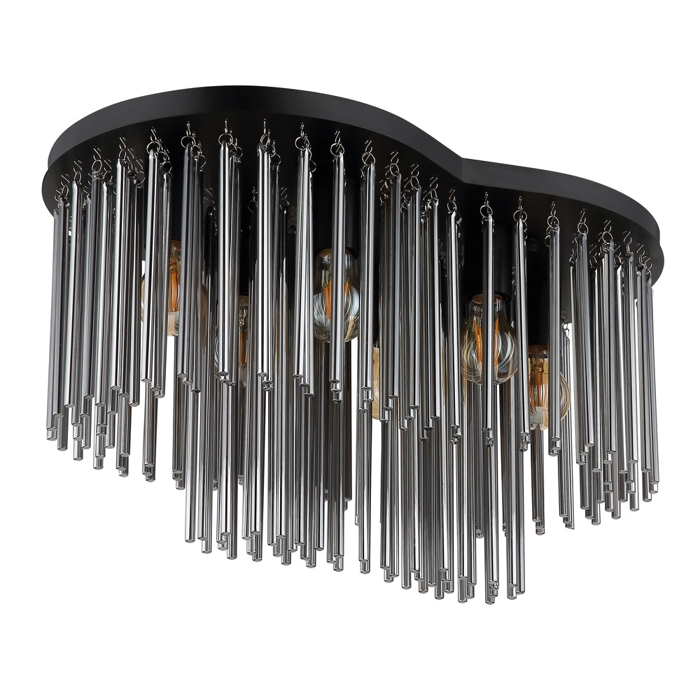 Lampe de plafond Gorley noir avec des tiges en verre Globo 9007371528622