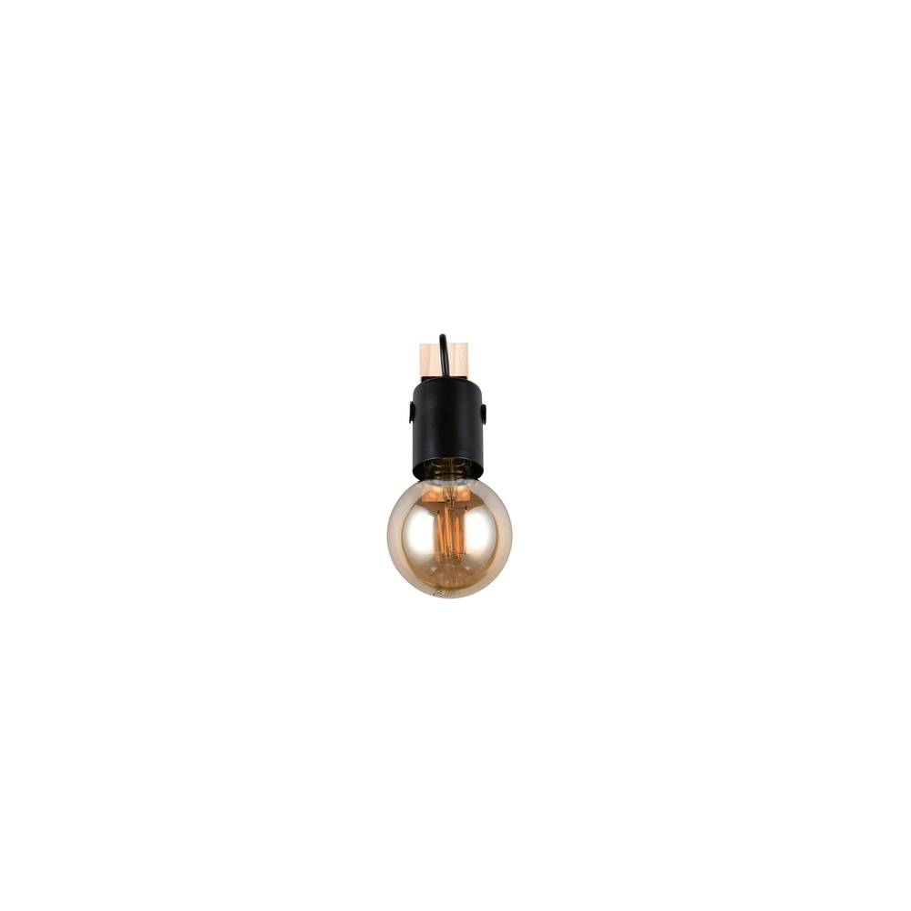 Lampe de plafond Lynar noir avec bois Trio 4017807670684