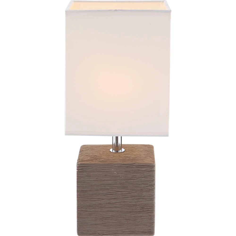 Lampe de table élégante Geri marron avec capuche blanche Globo 9007371285662