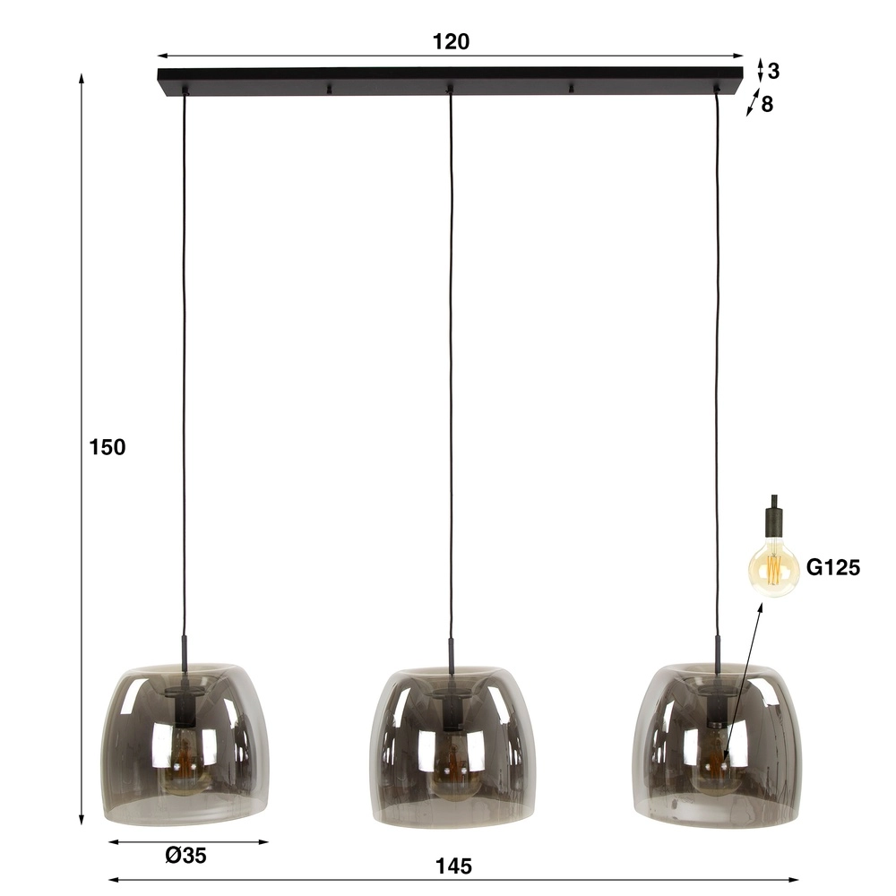 Lampe pendante de table à manger Drift 3x Ø 35cm Lyora 8716803512740