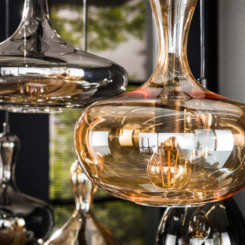 Lampe pendante de conception Karaf 7 verres - ambre et fumée Lyora 8716803511576