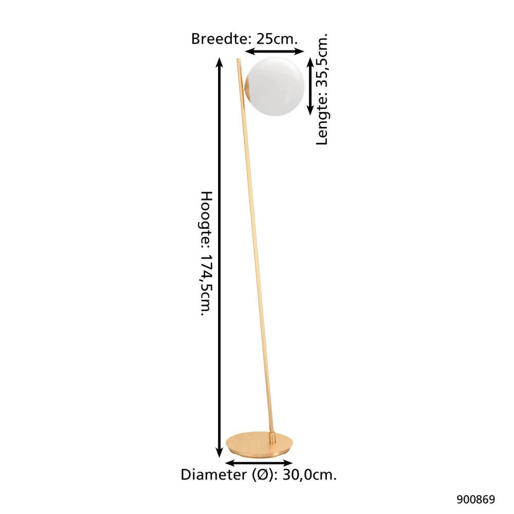 Lampadaire Rondo 4 or avec sphère blanche Eglo 9008606274451