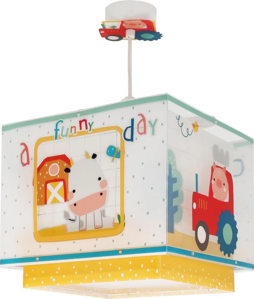 Lampe suspendue chambre d'enfant My Farm jaune avec du blanc