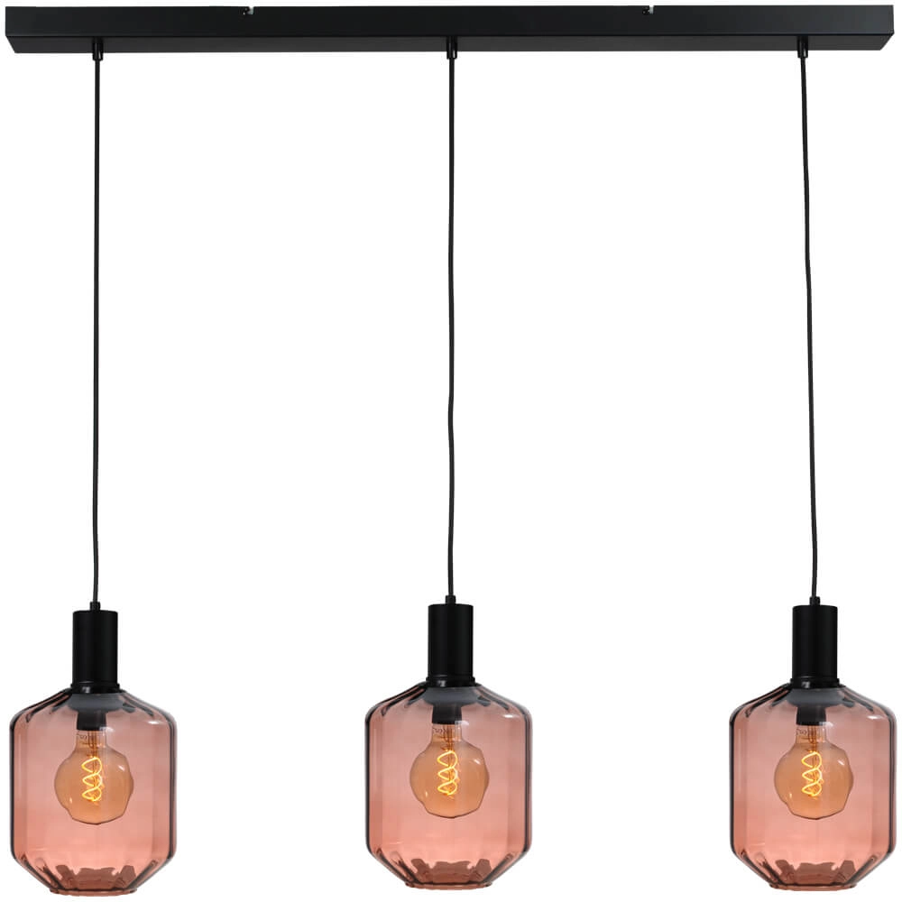 Lampe suspendue 3 lumières - noire - Porto avec lunettes rouges Jagger - Ø 24cm