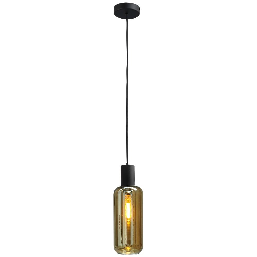Lampe suspendue noire Bounty avec verre cylindrique