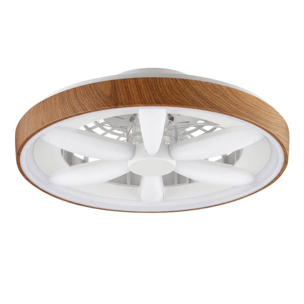 Ventilateur de plafond aspect bois Gaiano avec lampe RGB Brilliant 4004353455728