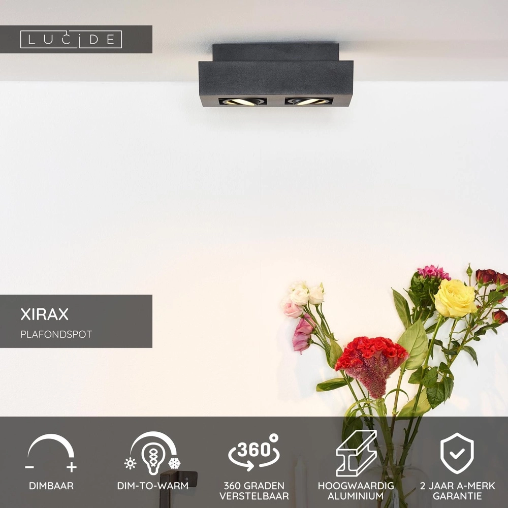 Projecteur de plafond Xirax 2 x 5W noirs Lucide 5411212092304