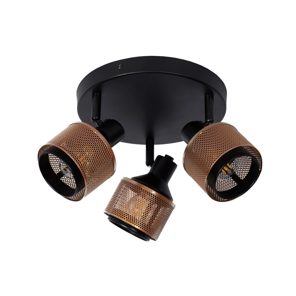 Lampe de plafond Rafa 3-noir clair avec cuivre