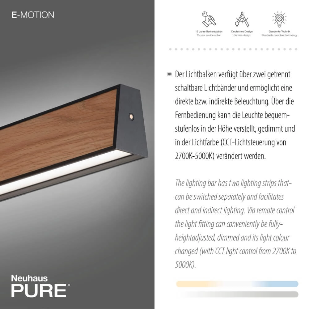 Lampe suspendue design Pure E-Motion bois Paul Neuhaus 4012248372937