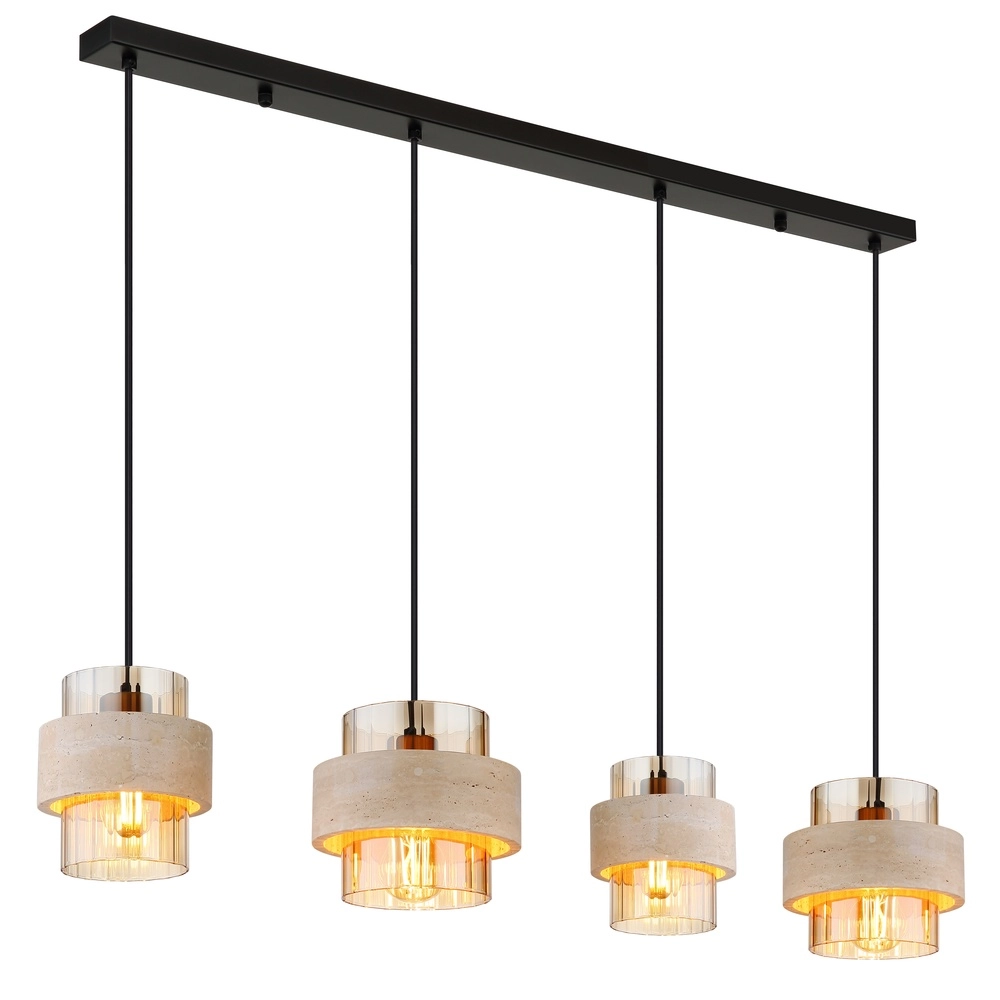 Lampe suspendue à 4 lumières Daren noir avec marbre