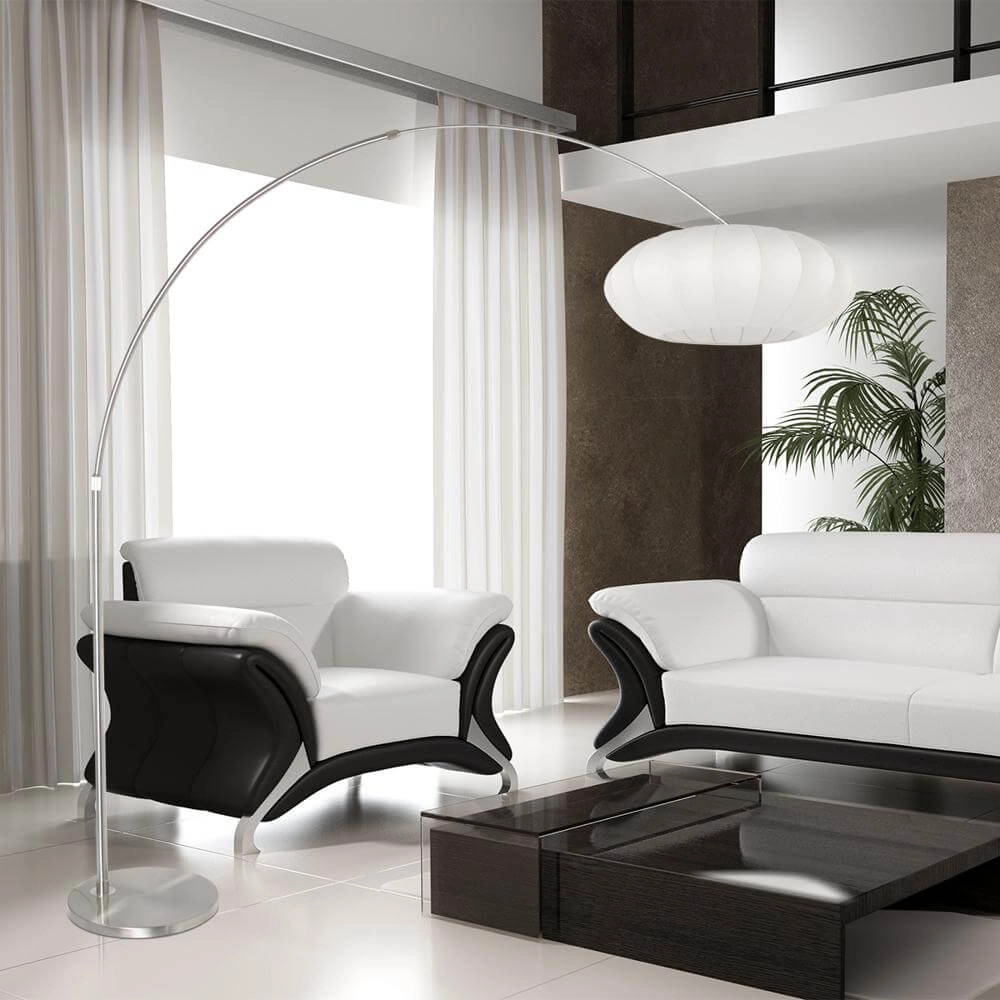 Lampe à arc Sparkled Light métal avec abat-jour blanc Steinhauer 8712746173116