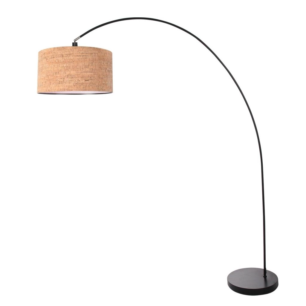 Lampe à arc noir Solva avec un chapeau en liège Ø40cm Steinhauer 8712746180480