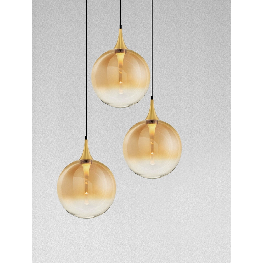 Suspension Orenda Verre ambré à 3 lumières Suspension Orenda Verre ambré à 3 lumières