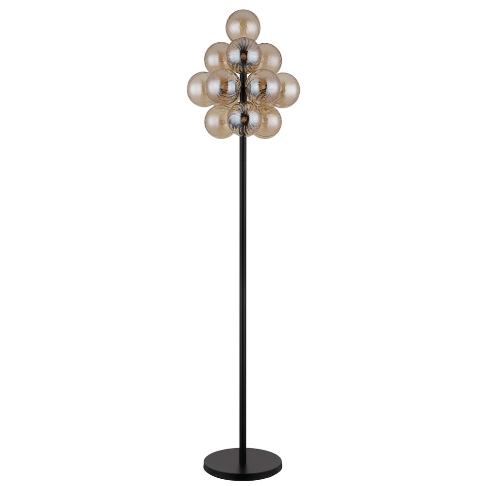 Lampe sur pied noire Conor avec verre ambré Globo 9007371512171