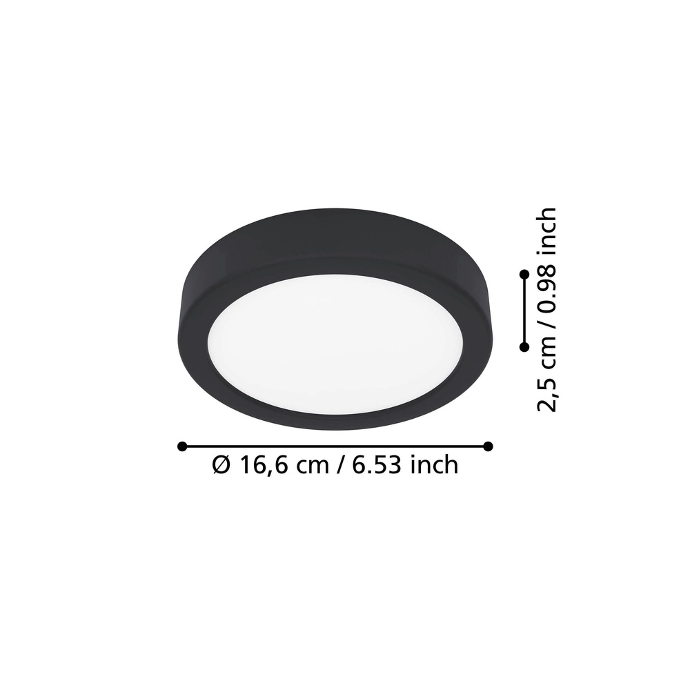 Lumière LED de plafond Fueva 6 rond - noir - Ø 16,6cm Eglo 9008606330065
