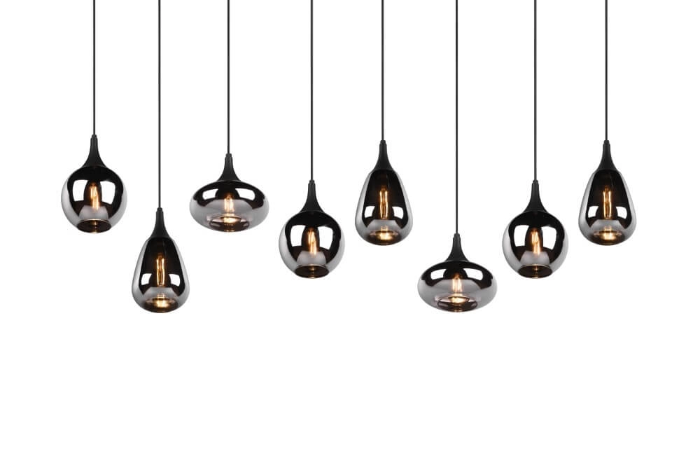 Lampe suspendue 8 lumières Lumina avec verre fumé Trio 4017807542301