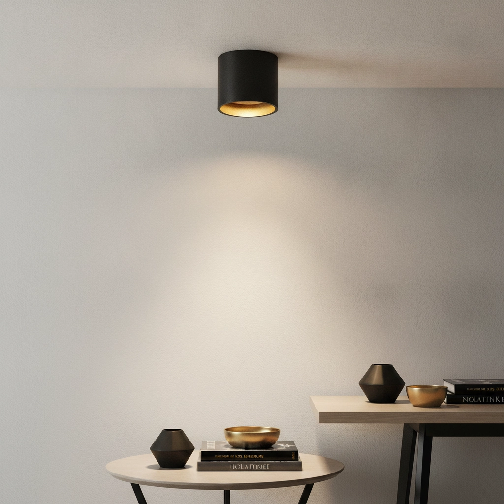 Spot LED en saillie Orleans Noir avec intérieur doré