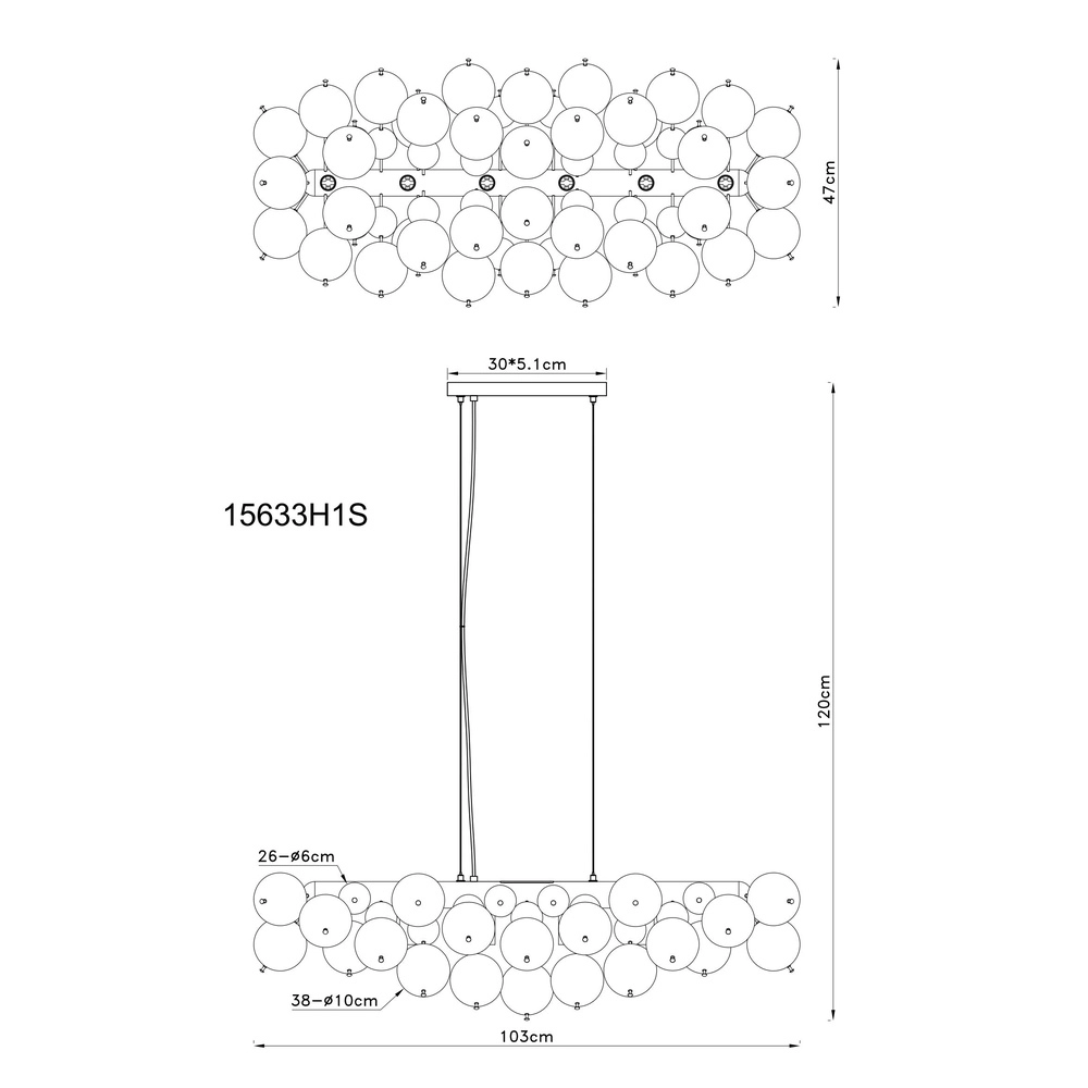 Lampe pendante unique Udo Verre fumé 100 cm Globo 9007371471263