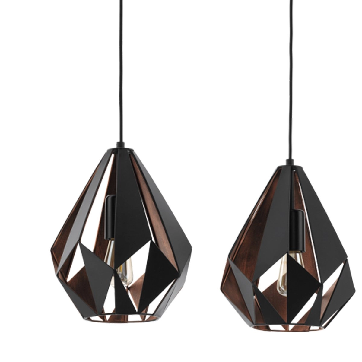 Lampe à suspension Carlton 1 noir avec du cuivre rouge Eglo 9002759499914