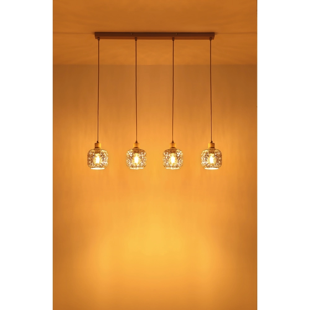 Lampe suspendue à 4 lumières Antonio brun sable Globo 9007371578726