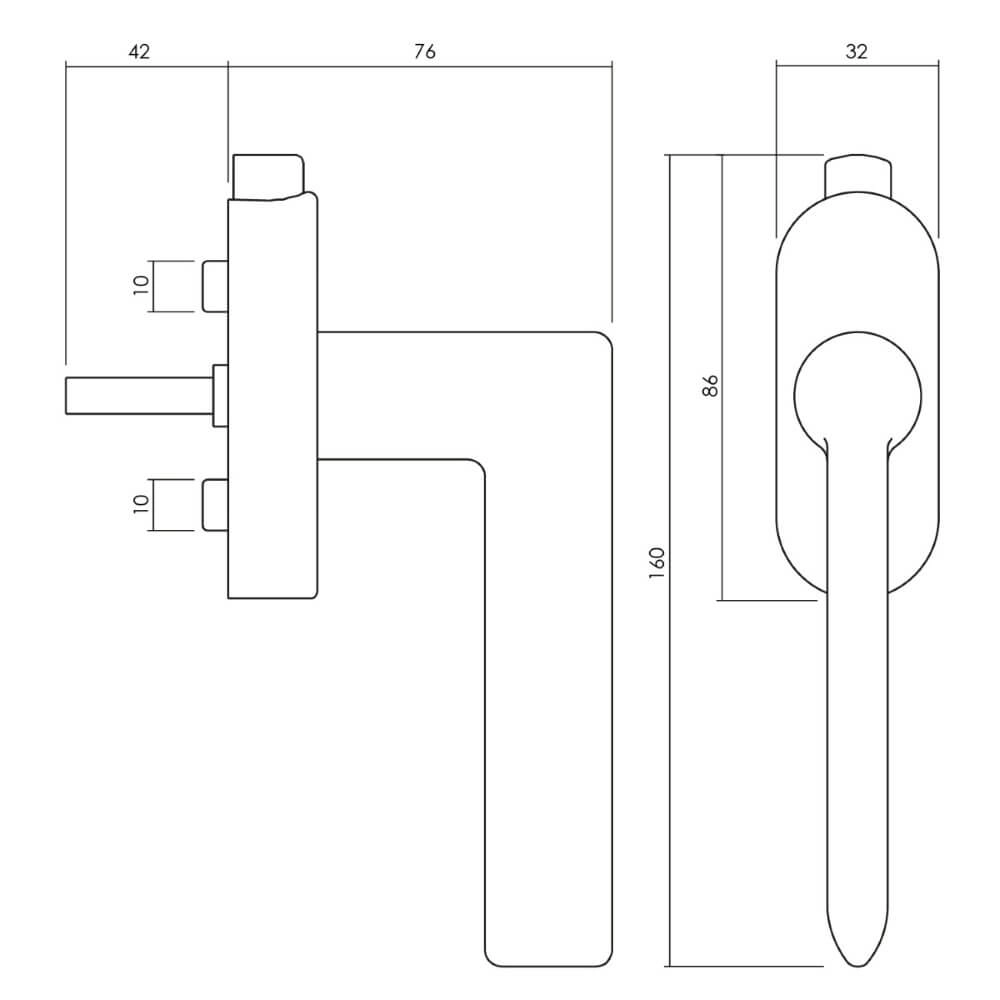 Poignée de fenêtre design Tecno Tapis en laiton verrouillable Olivari 8714186481011