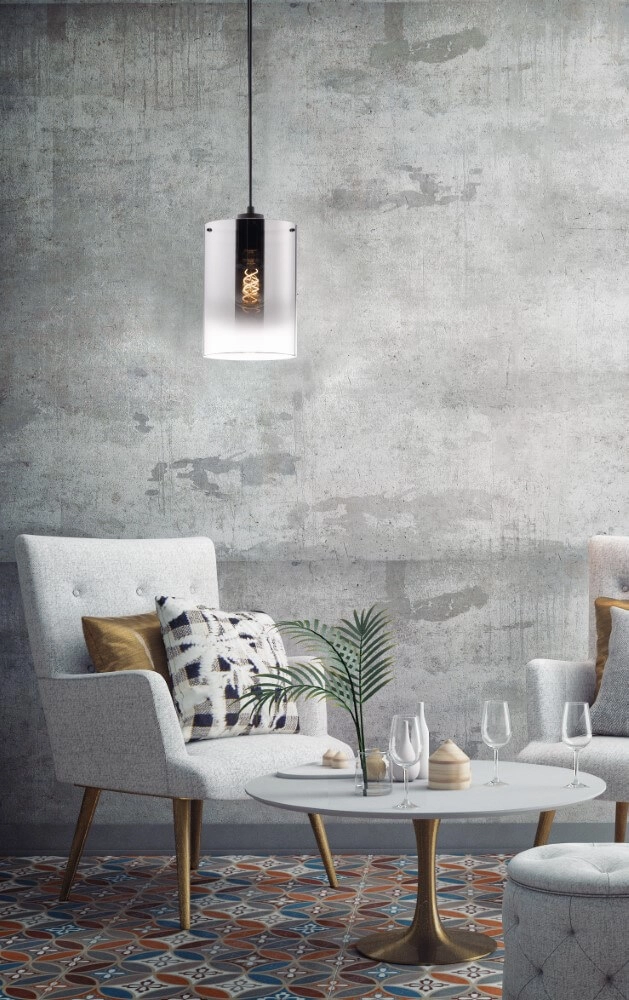 Lampe suspendue Samu verre de fumée Fischer & Honsel 4003694608954