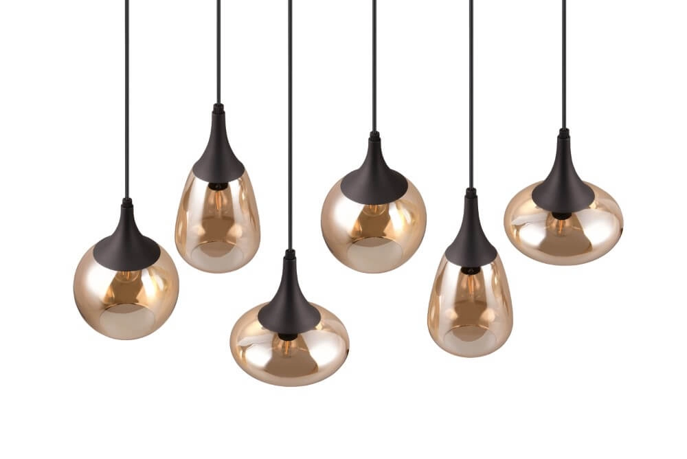 Lampe suspendue 6 lumières Lumina avec verre ambré Trio 4017807577730