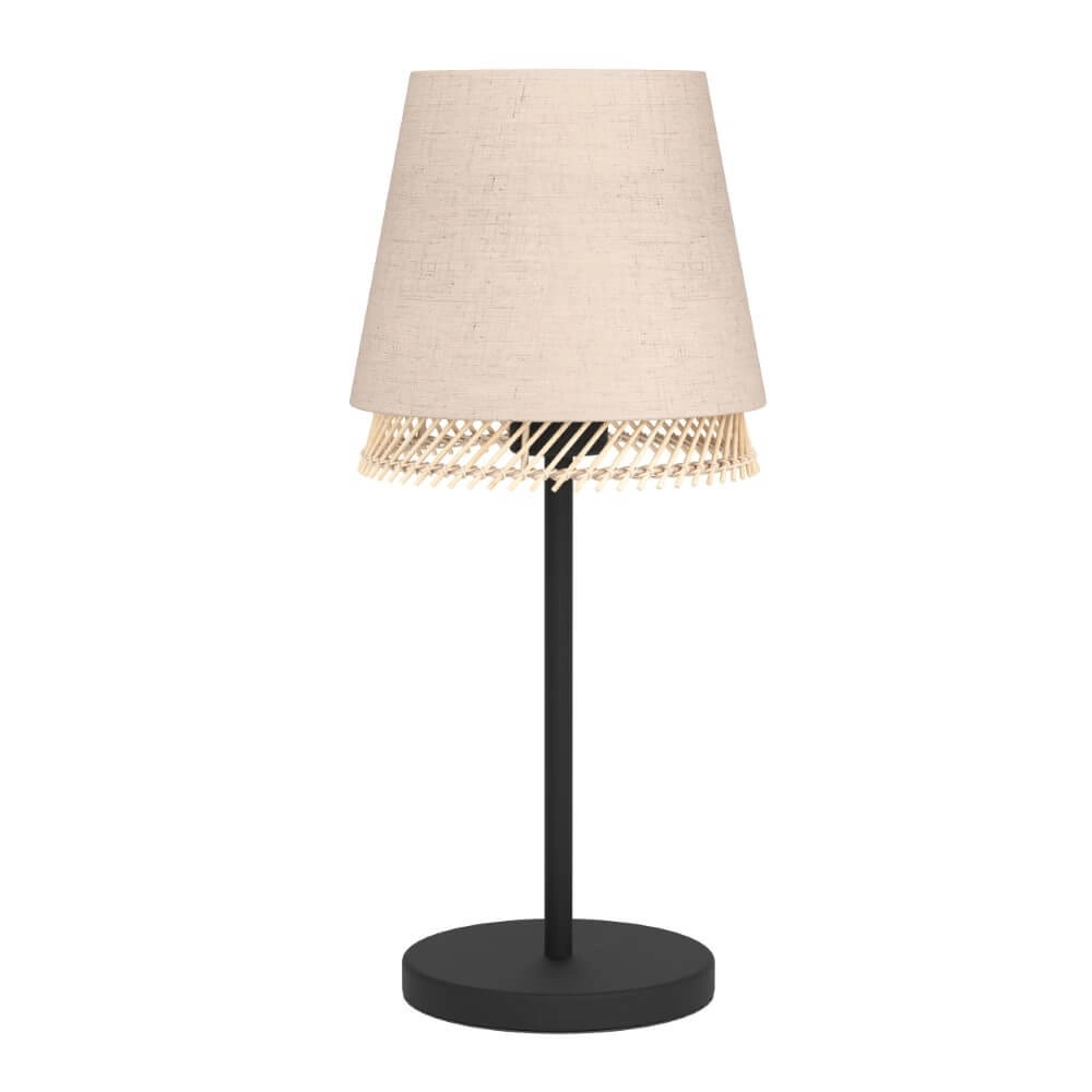 Lampe de table Tabley lin avec rotin